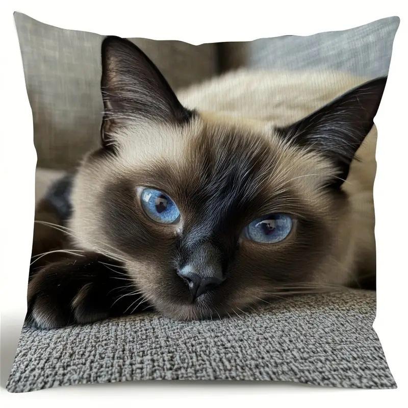 Cat-themed pillowcase with digital print, ultra-soft, for home use, perfect for decorating sofas and cushions.